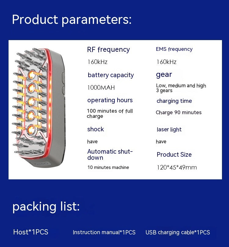 Laser Hair-growing Comb Infrared EMS Scalp Care Portable Vibration Massage