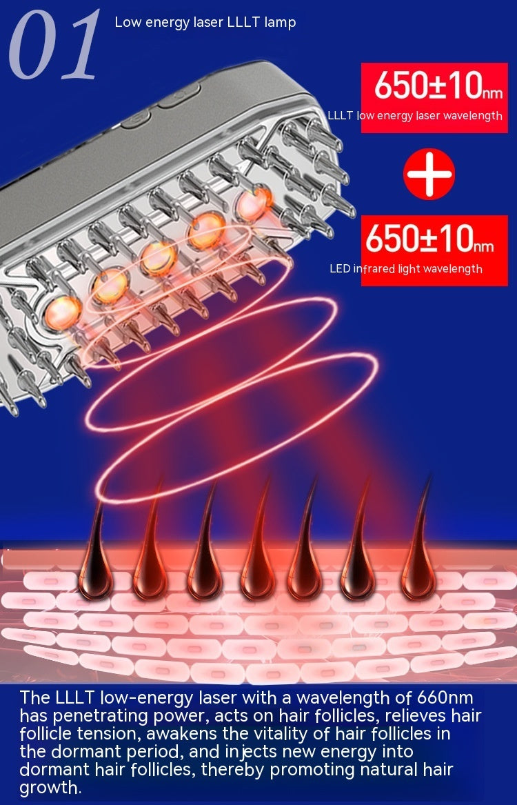 Laser Hair-growing Comb Infrared EMS Scalp Care Portable Vibration Massage