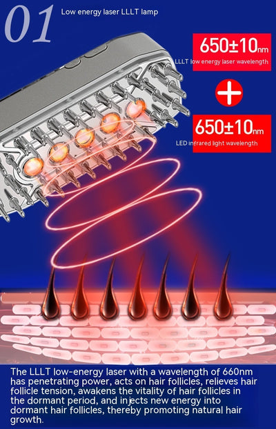 Laser Hair-growing Comb Infrared EMS Scalp Care Portable Vibration Massage